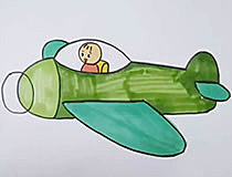 飞行员开飞机彩色简笔画