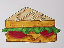 手绘三明治的简笔画