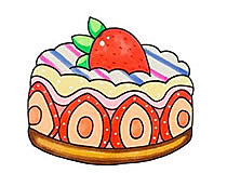 生日蛋糕_生日蛋糕彩色简笔画