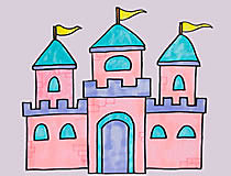 彩色城堡简单漂亮简笔画