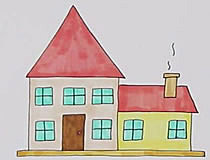 房子带颜色教程简笔画