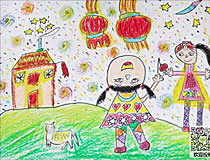 春节新年快乐儿童画简单又好看图片