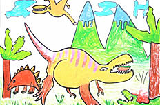 恐龙王国儿童画作品图片
