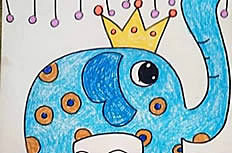 马戏团表演的大象儿童绘画作品图片