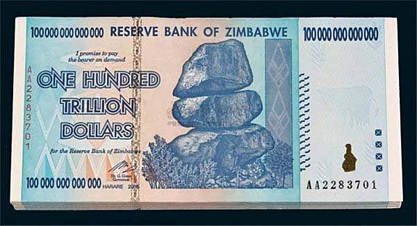 世界上最大面值的钱币：津巴布韦币